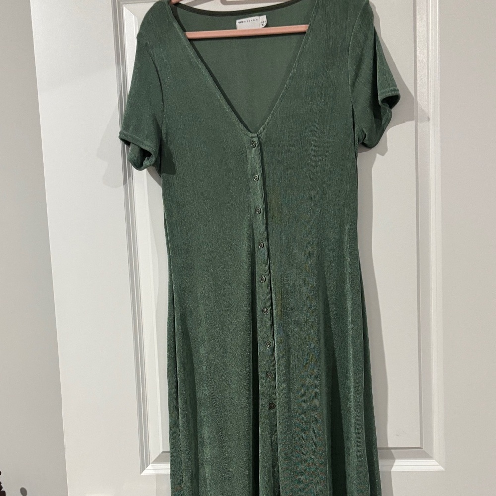 🌿 ASOS Design Green Button-Front Maxi Dress